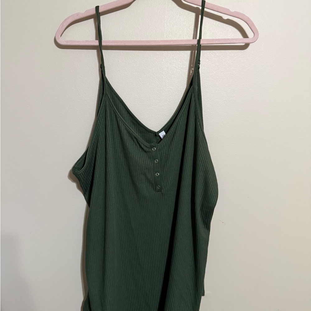 Zenana Dark Green Ribbed Camisole